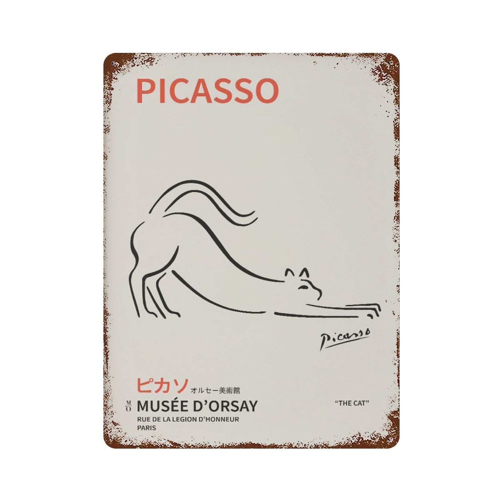 xiaoxiaoshen Picasso Cat – One Line Exhibition Wall Decor Art Metal Tin Poster Modern Home Decor Art Home Bar Shop Decorations Vintage Sign 40x30cm