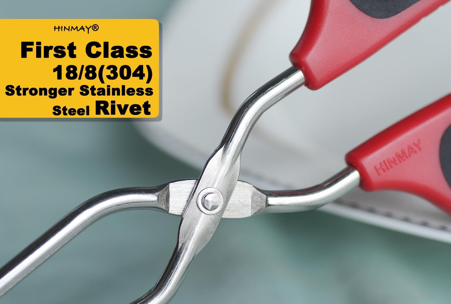 HINAMY Stainless Steel Scissor Tongs with Comfort-Grip Handle 13-Inch, Set of 2 2 13-Inch