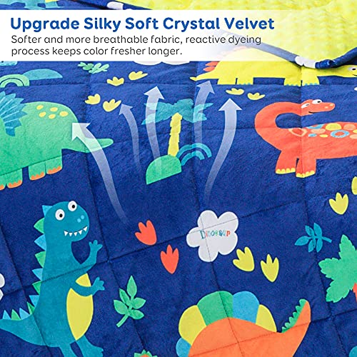 Image of Sivio Weighted Blanket 3 lbs, Super Soft Crystal Velvet & Minky Dots Cartoon Patterns Reverise Heavy Throw, Heavy Blankets, 36 x 48 Inch Blue Dinosaur