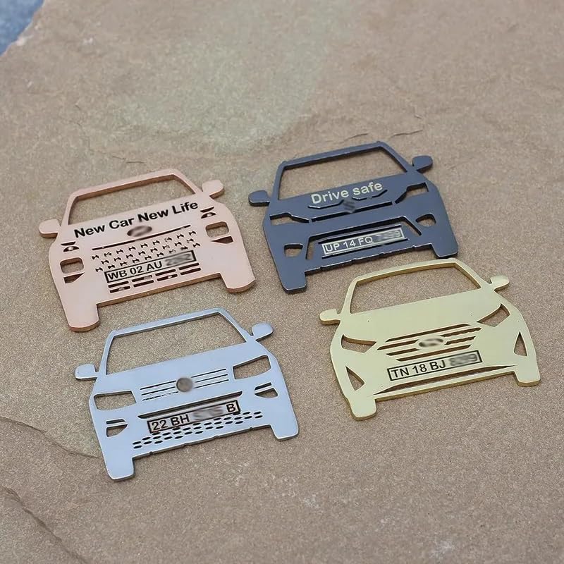 Image of SIlver Valley 1.75mm Thick Customized Car Key Chain Your Car No. Plate on Your Any Car Model Keychain