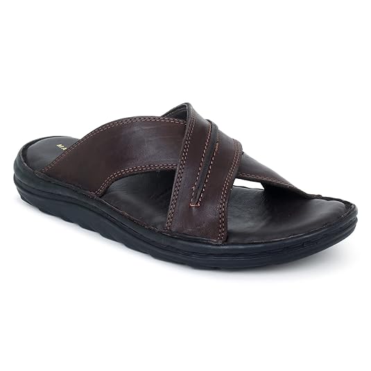 MARDI GRAS 6422 Dark Brown Leather Sandal Chappal (Dark Brown, UK