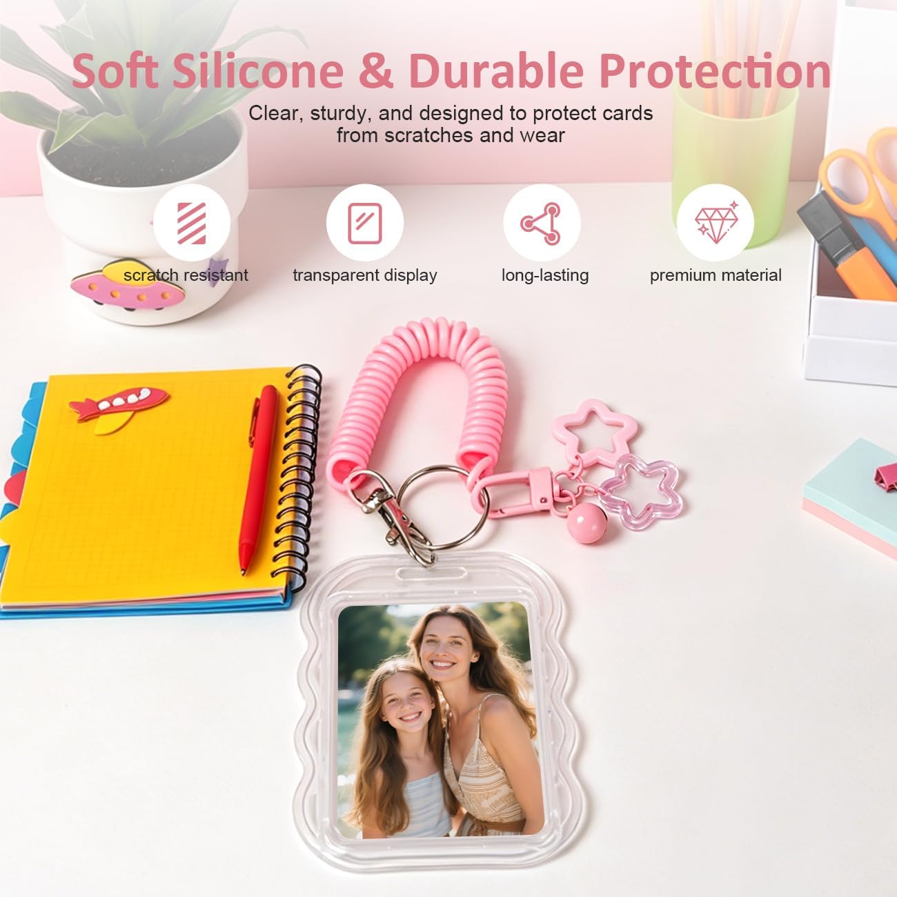 Nirvany 2 Pack Kpop Photo Card Holder Cute Photocard Holder Keychain, Transparent PC Holder image 4