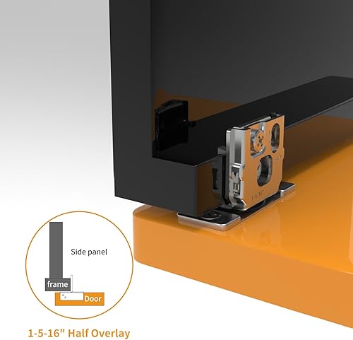 Miniatura 5 de Paquete de 50 bisagras ocultas de cierre suave 3D superpuestas de 1-516 pulgadas para puerta de marco facial, níquel satinado oculto de cierre