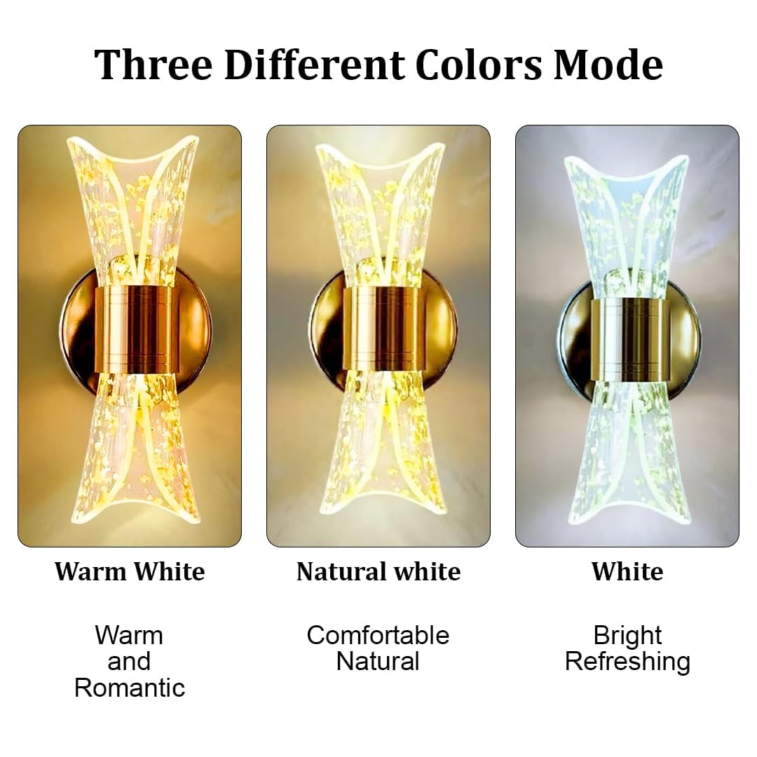 Gold Crystal LED Wall Lights - 2 Pack, Color Changing -5