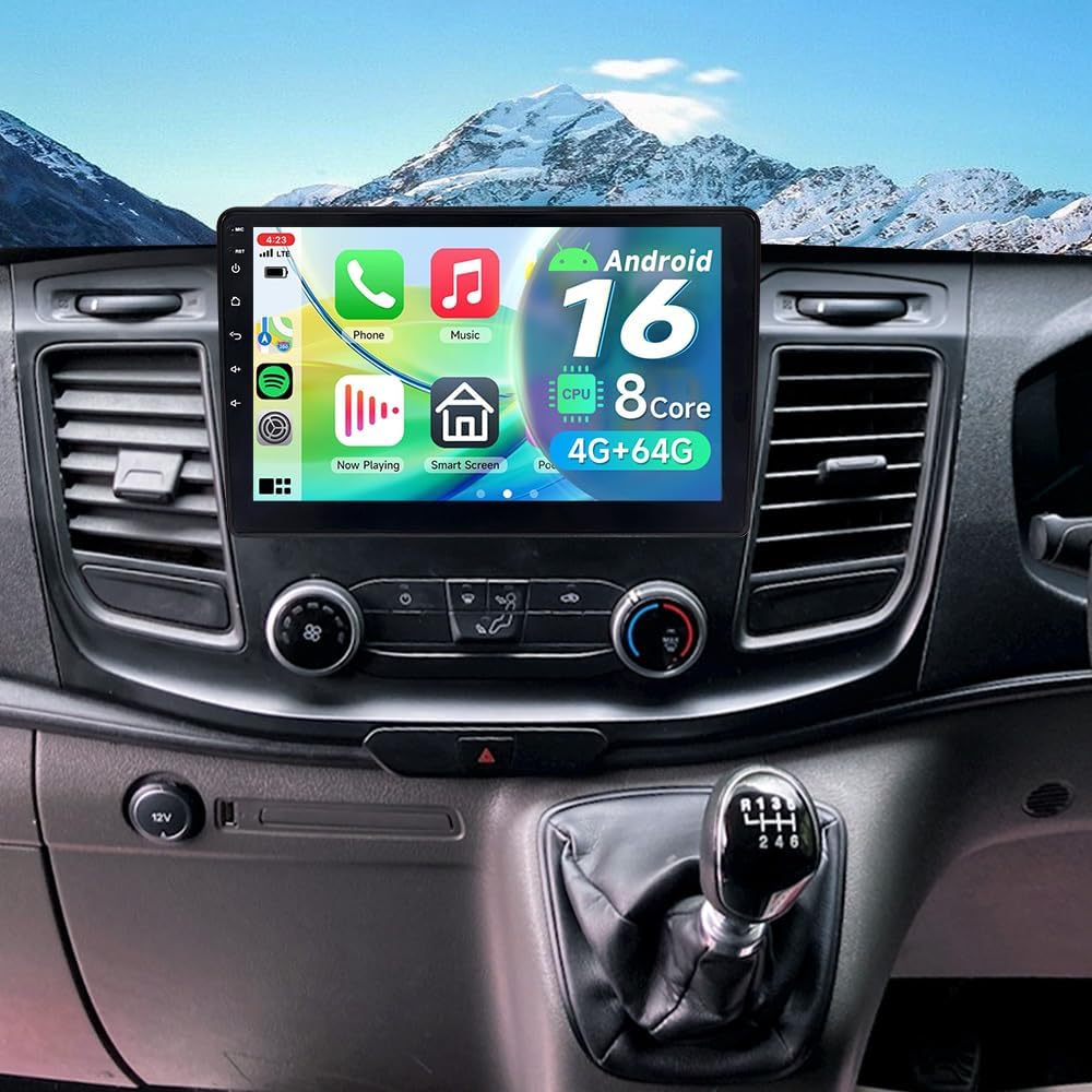 10.1" 8 Core AI Android 15 Car Radio for 1Din Ford Transit Custom 2018-2023 | 4+64G Ford Transit Custom Carplay Gemini AI Wireless CarPlay Android Auto SWC Bluetooth WiFi GPS Navi DSP FM/RDS Rear Camera