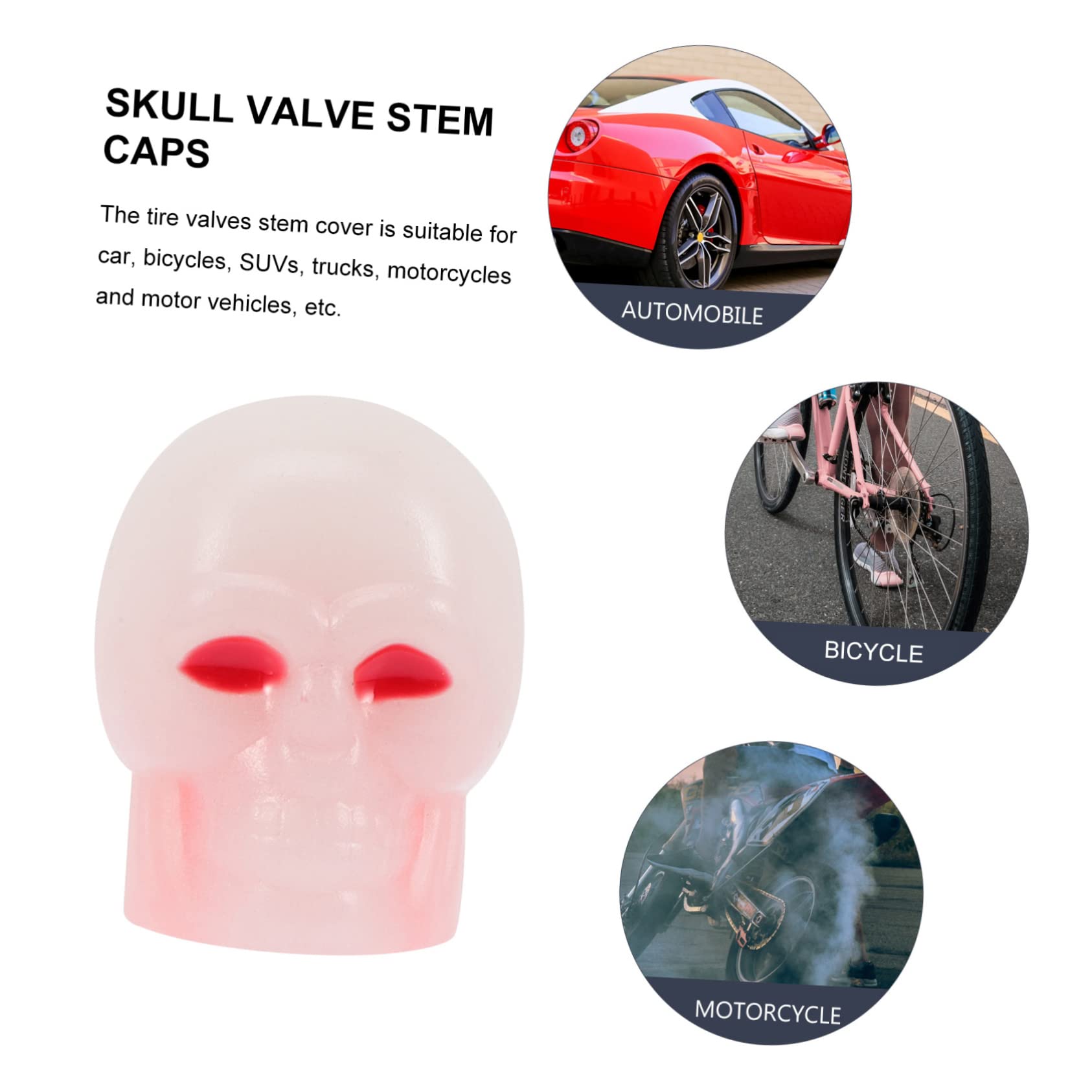 SOLUSTRE 200pièces Bouchons De Valve Fluorescents Forme De Crâne Capuchons De Valve De Pneus Universels pour Voiture Vélo Et