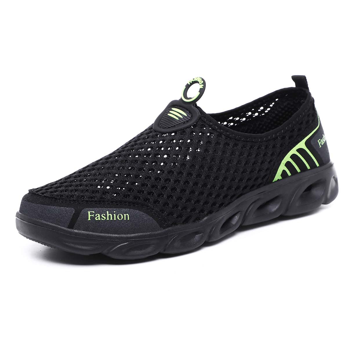 Men Women Lightweight Breathable Hole Hole Sole Quick Drying Wading Shoes Water Sports Amphibious Barefoot Shoes Black Green-40