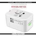 Hi-Plasst All-in-One Universal Travel Adapter with 2 USB Ports | Worldwide Charger Plug for 150+ Countries | Surge Protection & LED Indicator | Compatible with Phones, Laptops, and Mobile Devices gallery image