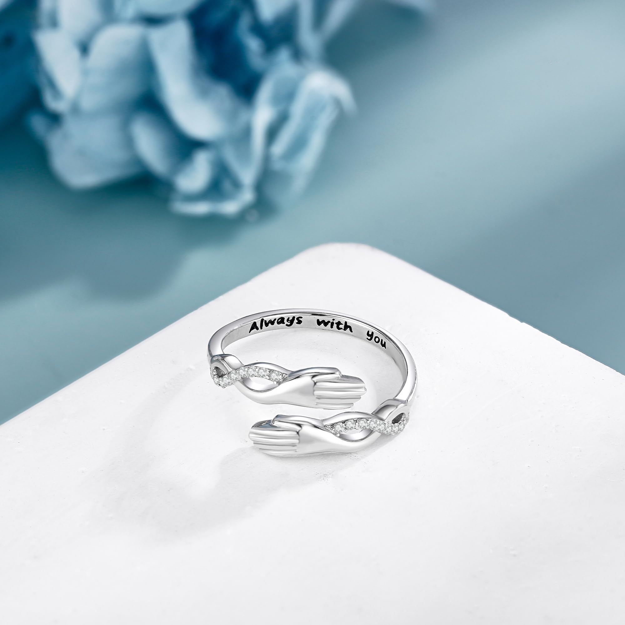 ONEFINITY Anello per abbraccio, in argento Sterling 925, aperto, per San Valentino e compleanno, per uomini e donne, 6, metallo prezioso