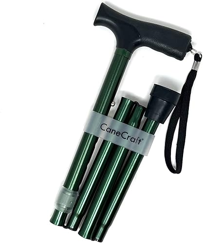 CaneCraft Bastón plegable de diseñador para hombres y mujeres, bastón ligero y ajustable con asa Fritz y correa para muñeca