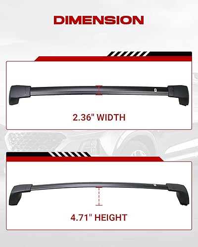Miniatura 8 de Barras transversales bloqueables para Hyundai Santa Fe 2019 2020 2021 2022 2023 Accesorios de carga para portarieles de techo