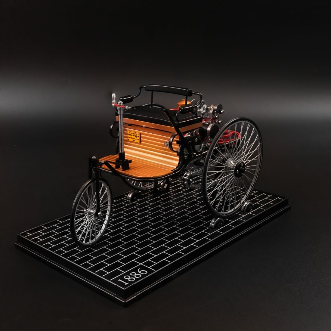 TECHING DM229 - Kit per modellino auto vintage a 3 ruote, in metallo, fai da te, motore meccanico STEM, set da collezione, oltre 430 pezzi per adulti
