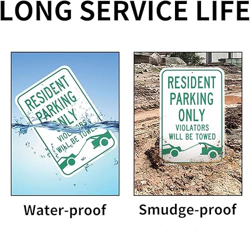Miniatura 3 de Letrero grande con texto en inglés "Resident Parking Only Violators Will Be Towed", 18 x 12 pulgadas, letrero reflectante de aluminio 040, libre de
