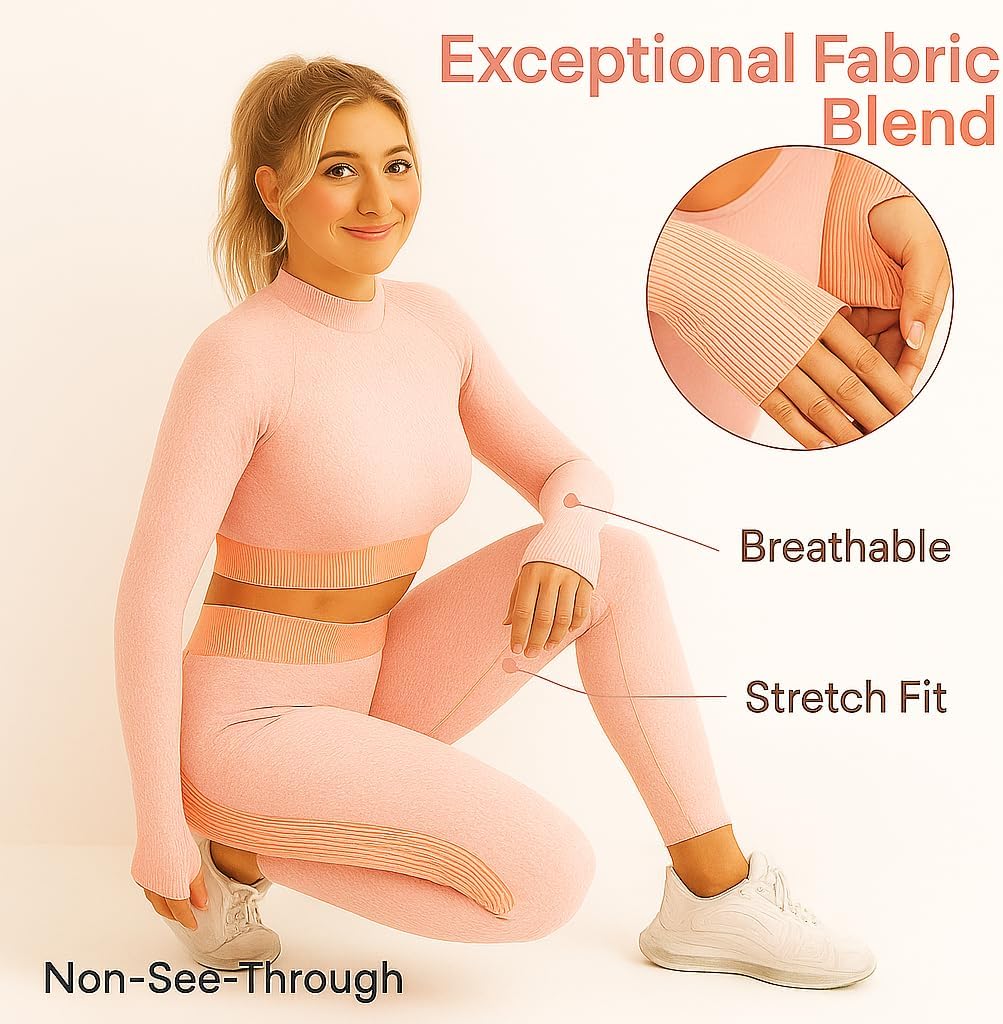 Women's 3 PC Seamless Gym Clothing Workout Outfit with Jacket Bra & Leggings Set