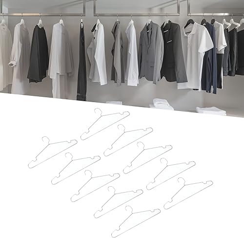 Miniatura 3 de plplaaoo Perchas de alambre, paquete de 10 perchas de acero inoxidable, perchas resistentes con ranuras antideslizantes, colgador de ropa de alambre