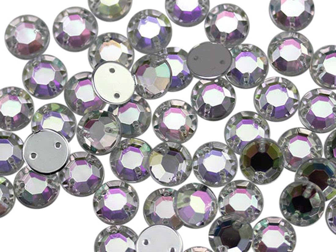 8mm Sew On Rhinestones Crystal AB H702 - 75 Pieces