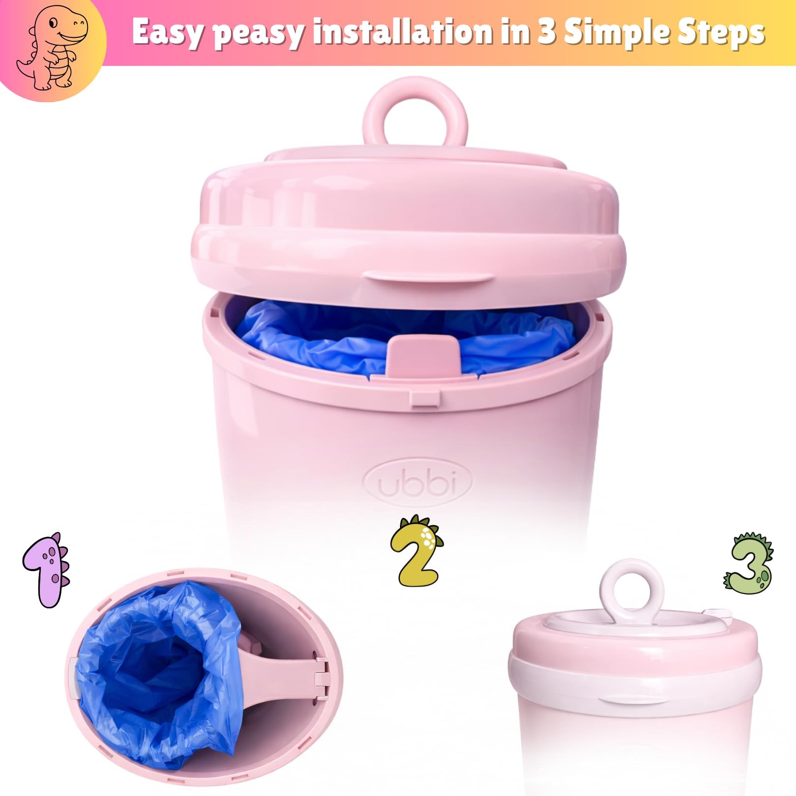 Bolsas de plástico desechables compatibles con cubos Ubbi de 13 galones de capacidad, bolsas de basura grandes y resistentes, 100 unidades (azul - grande)