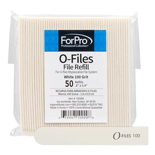 ForPro O-Files reemplazables sistema de archivos blanco grano 100 recambios de lima de uñas 39 pulgadas de largo x 6 pulgadas de ancho 50 unidades ForPro O-Files reemplazables sistema de archivos blanco grano 100 recambios de lima de uñas 39 pulgadas de largo x 6 pulgadas de ancho 50 unidades