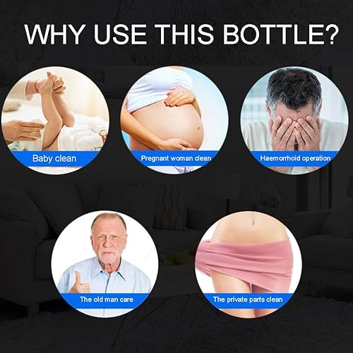 Miniatura 9 de Paquete de 2 botellas peri boca abajo para el cuidado posparto 450ML  Botella de bidé de viaje  Bidés portátiles para el nuevo bebé, recuperación