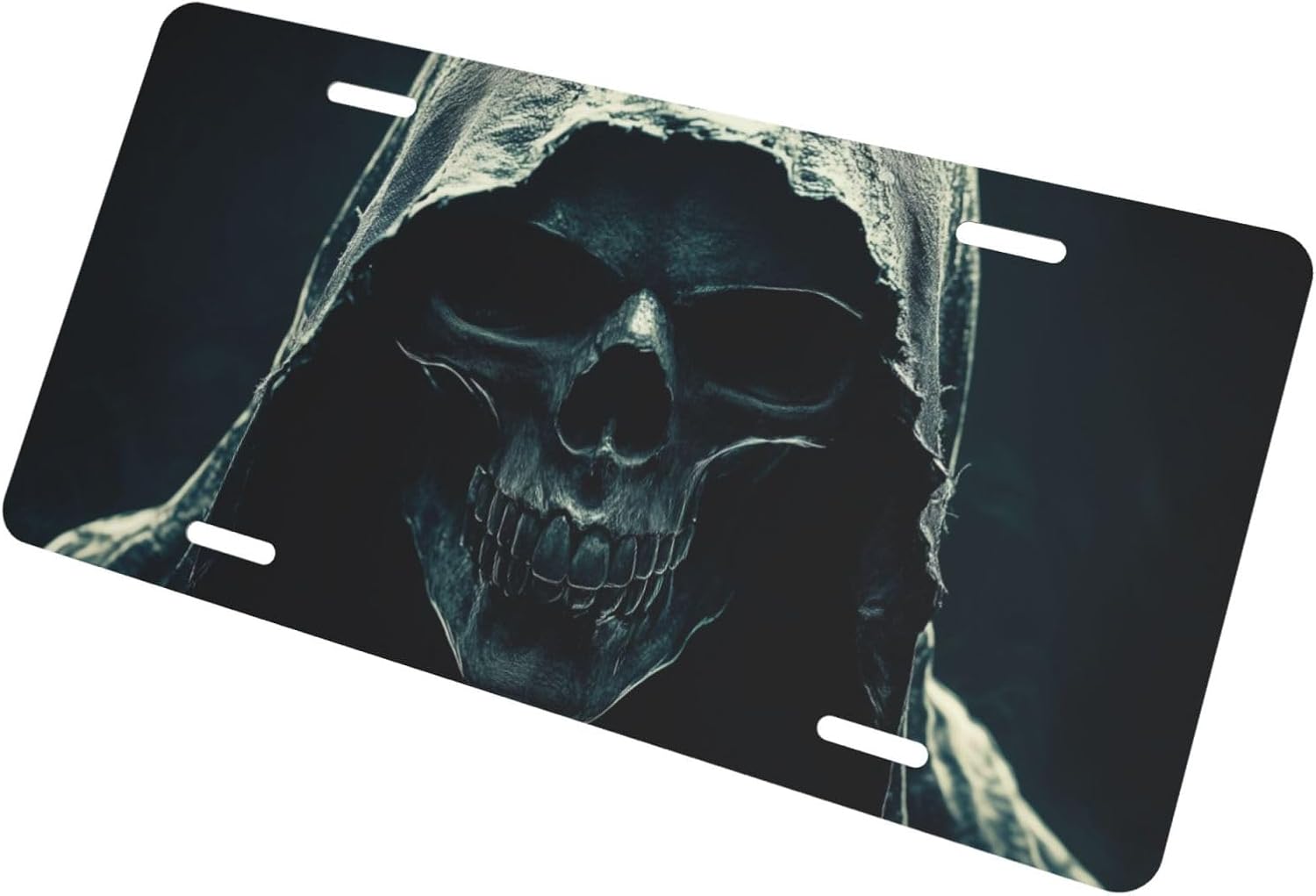 Skull Horro Dark License Plate Cover Front License Plate Frames Aluminum Car Accessory for US Vehicles with 4 Holes Auto Novelty Vanity Tag Metal Signs Hanging Decor Gift 6 X 12 Inch