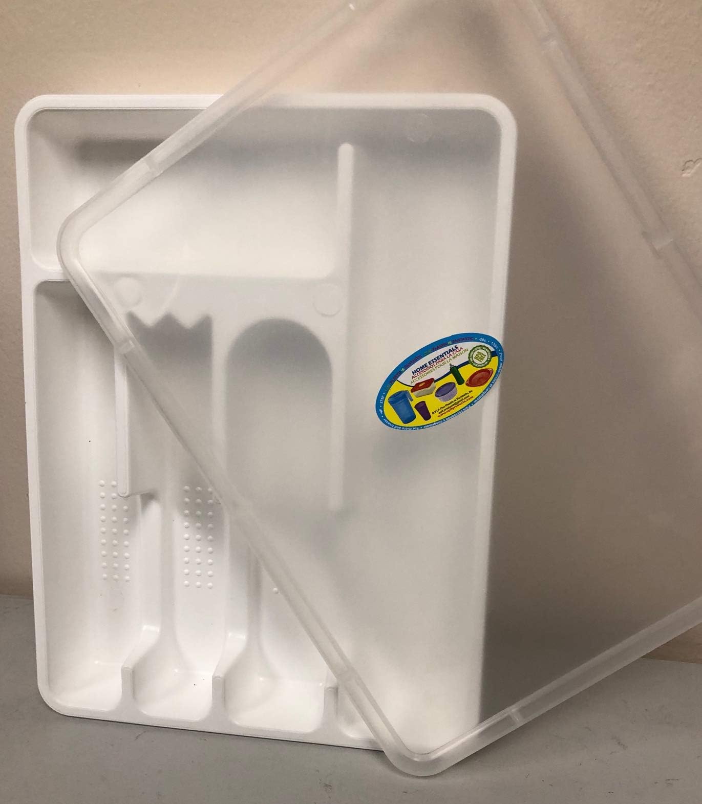 Cutlery Drawer Tray with Cover Flatware Container with Lid Silverware Utensil Storage Organizer DUST (Assorted Colors)