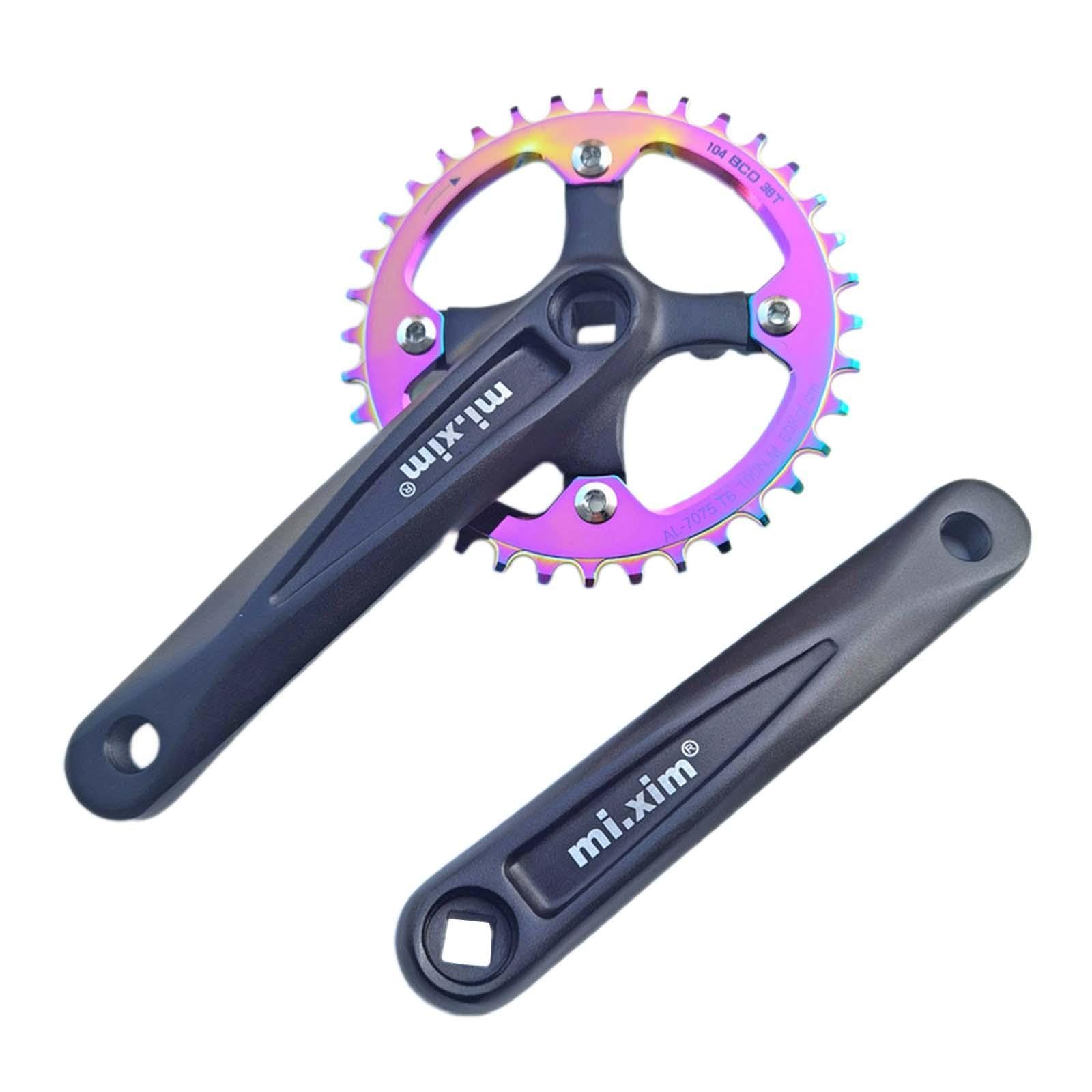 Qianly Guarnitura a velocità Singola, Perno da 170 Mm, per Mountain Bike, con Corona Rotonda di Ricambio a E Larghi da 104BCD.