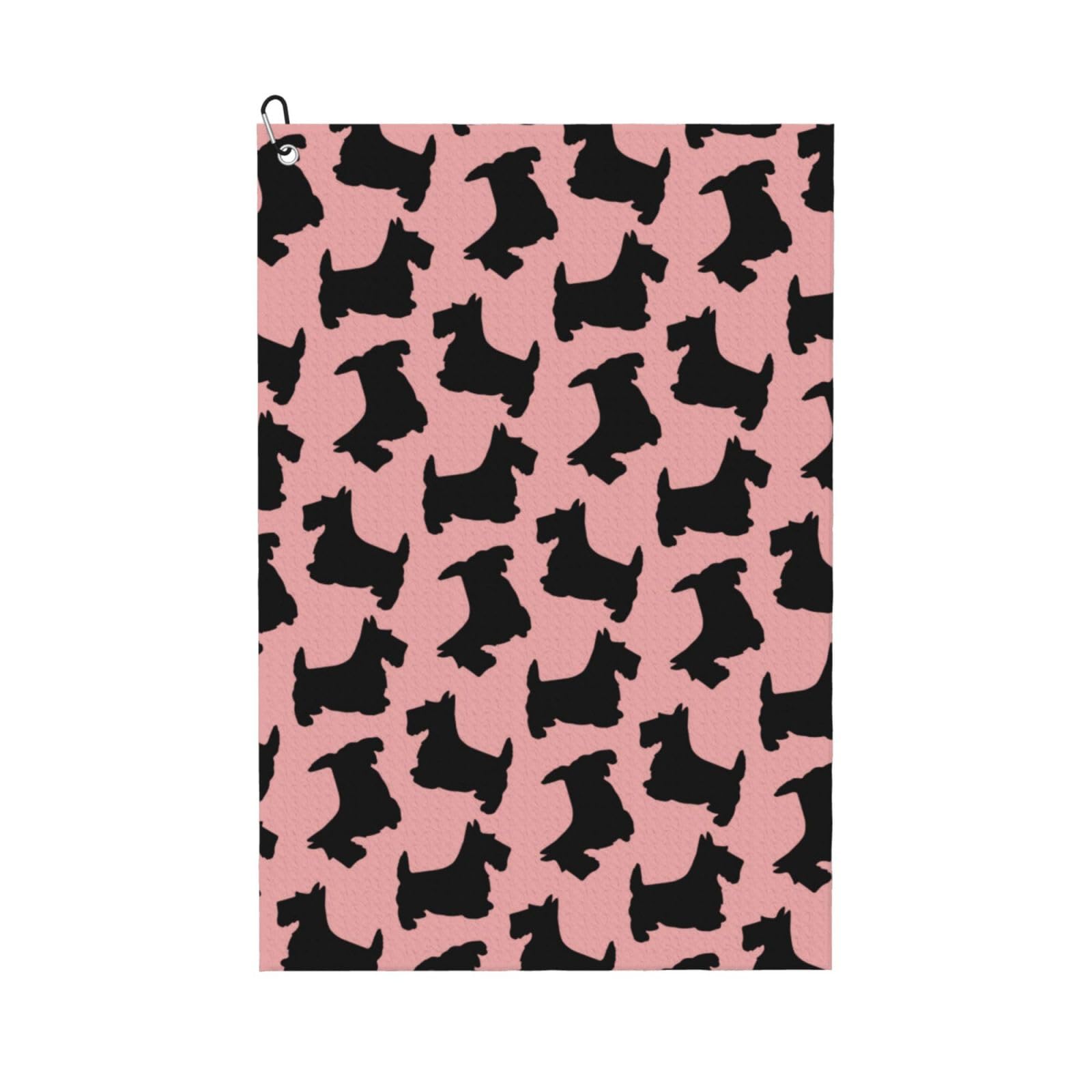 Hnnkloy Scottish Terrier Pattern Pink Black, 16x24 in Portable Waffle Golf Towels with Carabiner Clip for Golf Bag