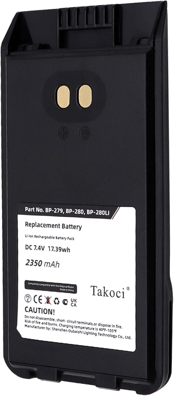 2-Pack 7.4V 2350mAh BP-279 BP-280 Li-ion Radio Battery Compatible for F1000 F1000D F1000S F1000T F2000 F2000D F2000S F2000T IC-A16 Two Way Radio, with Belt Clip