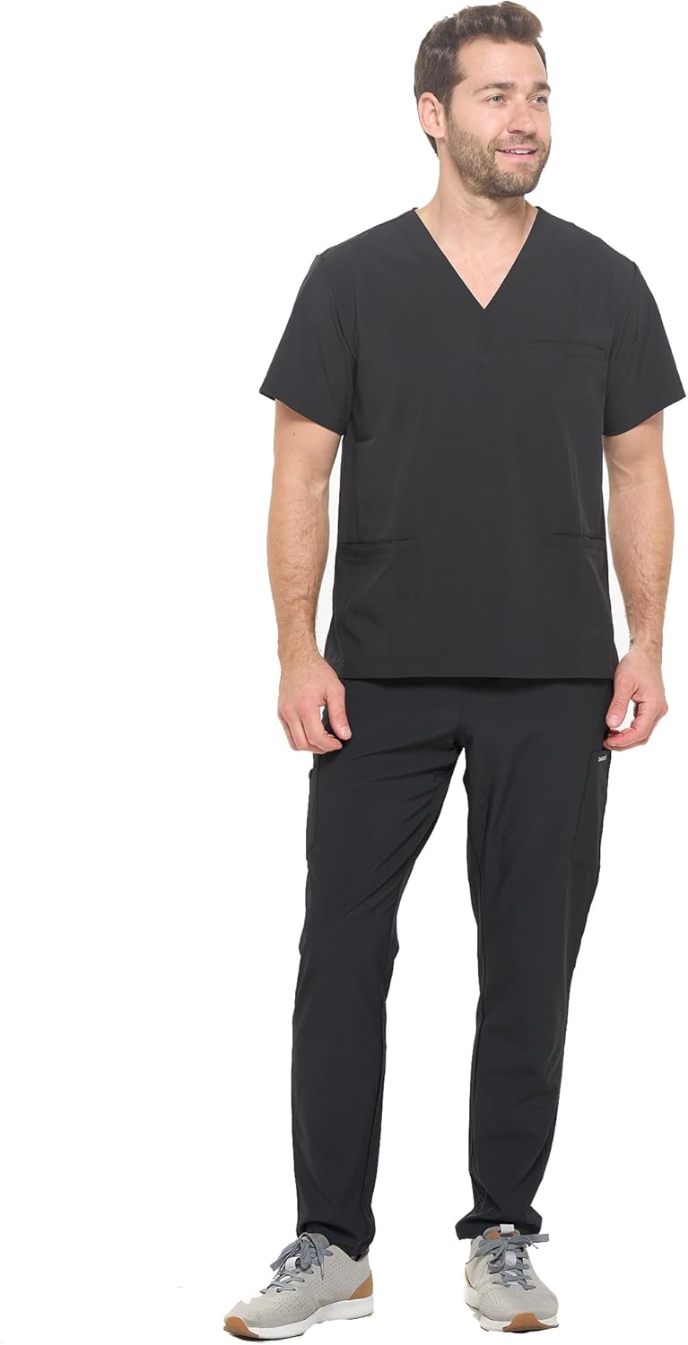 Dagacci Medical Uniform Unisex 4-Way Stretch Scrubs Set Top and Pants - Image 2