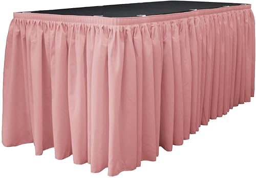 Miniatura 8 de LA Linen Falda de mesa de popelina de poliéster para mesas rectangulares, tela plisada para banquetes de boda, 17 pies por 29 pulgadas de largo con
