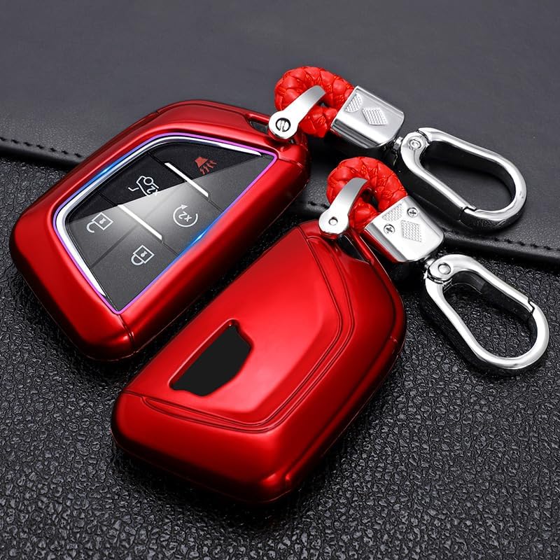 Miniatura 4 de Funda para llavero Cadillac con patrón de fibra de carbono para Cadillac Escalade CT5 CT6 5 6 botones 2022-24 2025