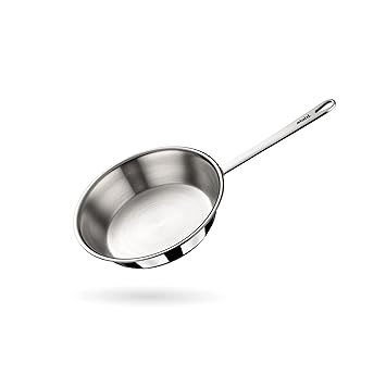 Stahl Triply Stainless Steel Mini Fry Pan Without Lid | Induction Base Stainless Steel Pan | Mikro 4410, Dia 12 cm, 240 ML (Serves 1 Person)