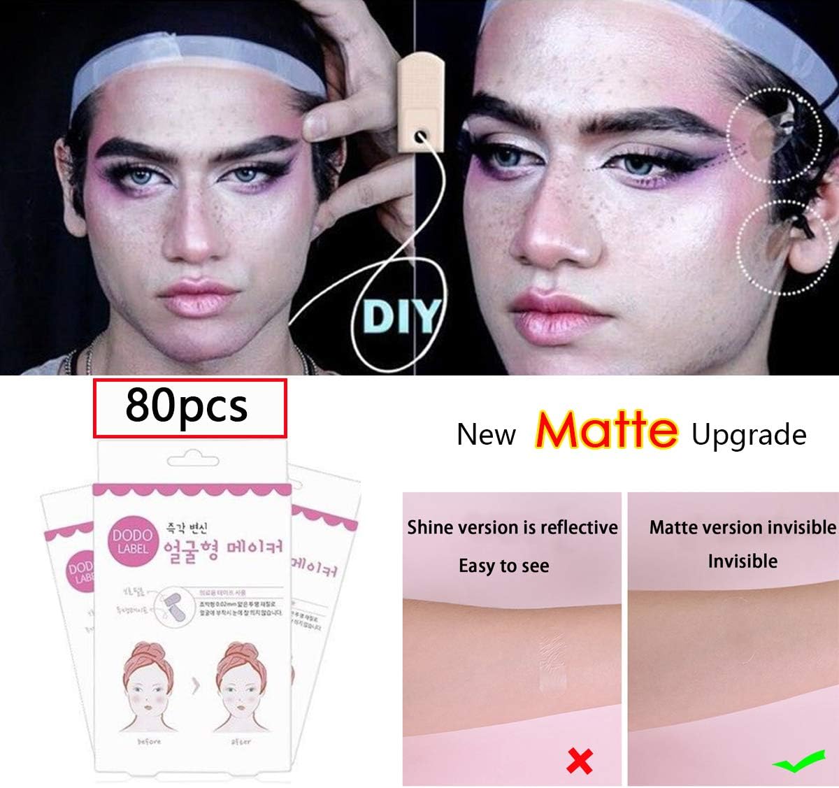 Porpor Booya 80Pcs Face Lifting Patch Invisible Artifact Sticker Lift Chin Thin Face Sticker Adhesive Tape Make-up Face Lift Tools