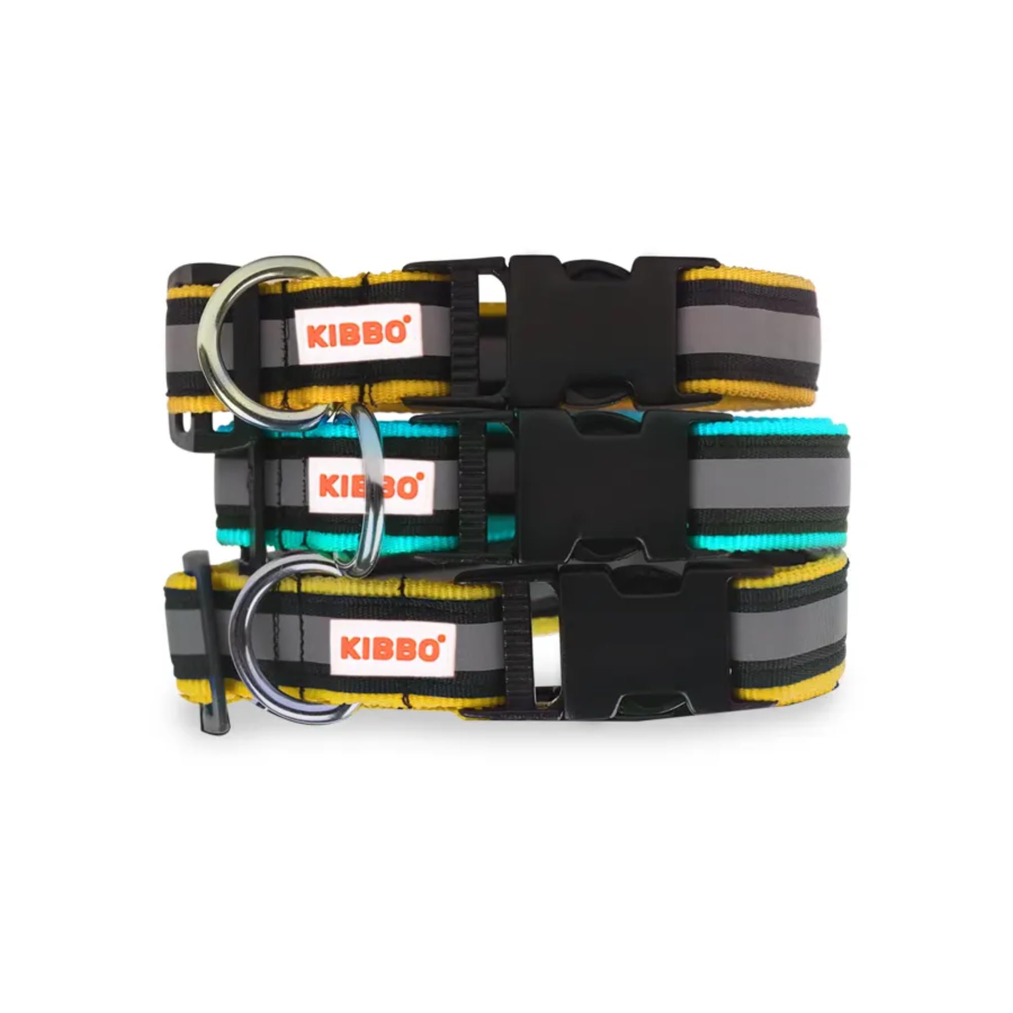 KIBBO Premium Reflective Dog Collar For Small,Medium (M) & Large (L) Pet Breeds Adjustable Length,Super Lightweight Heavy Duty Metal D-Ring&Buckle (Medium,Yellow & Sea Green,Pack Of 3),10.4 Cm (B0C2DBHY29) Amazon Price History, Amazon Price Tracker