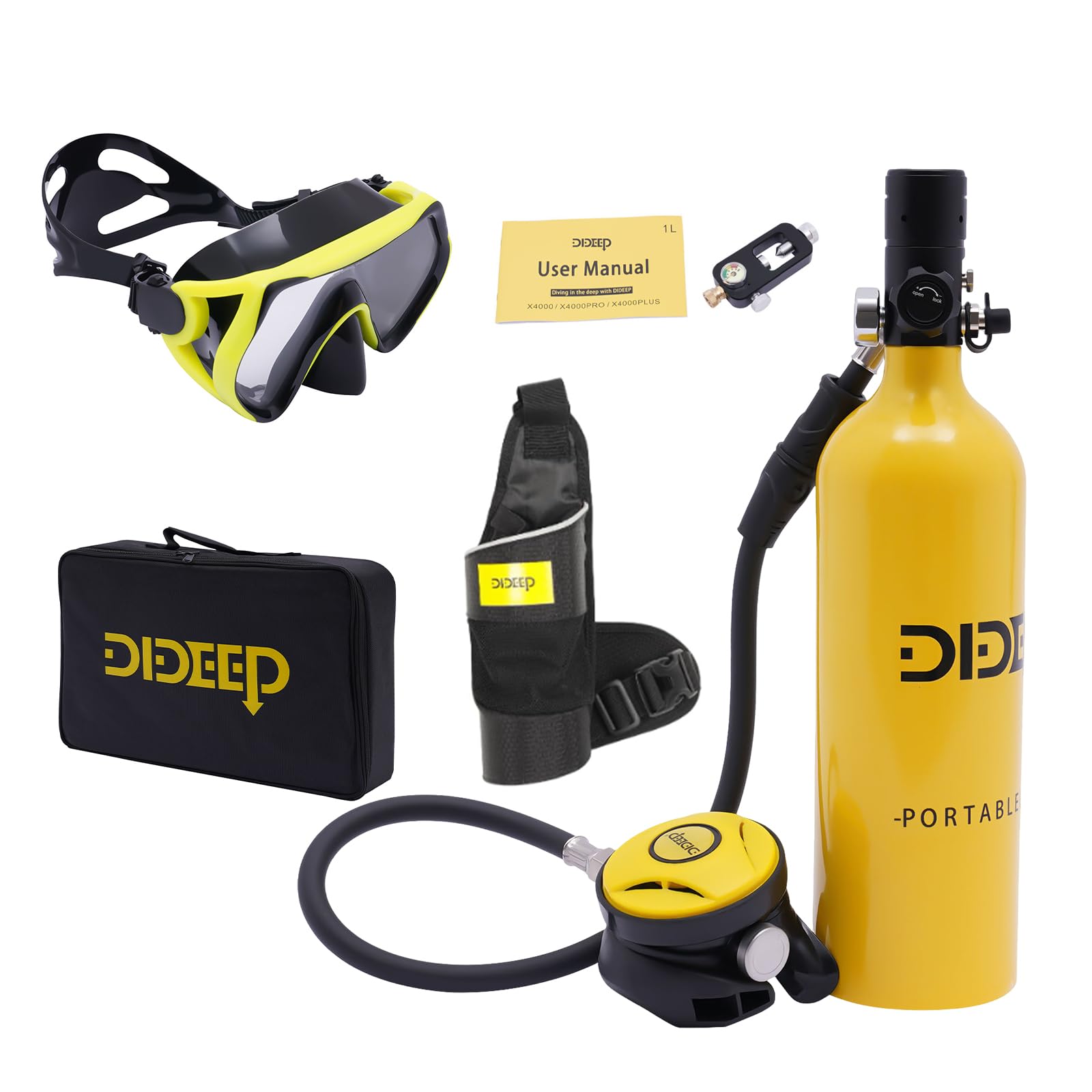 Mini Scuba Tank, 0.5L/1L Mini Diving Tank 5-10/15-20 Minutes Underwater Breath Device Portable Diving Oxygen Tank Kit, Portable Lung Tank for Emergency Rescue Underwater Exploration