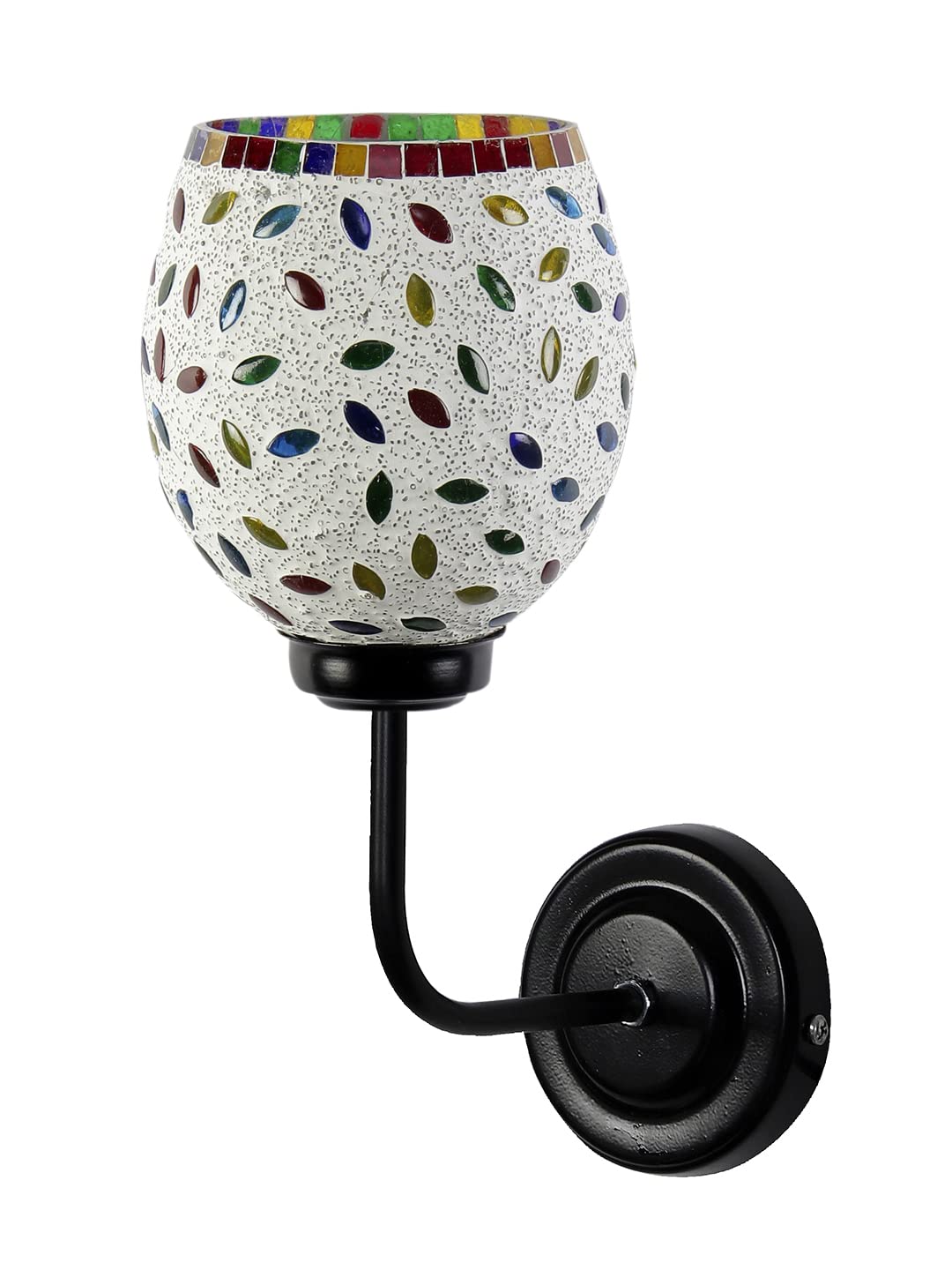 Devansh Iron Wall Lamp, Wall Decor, Wall Hanging Wood Light lamp,Vintage Wall Lamps, Industrial Wall Lights Decorative Home, Living Room, Indoor Outdoor Lighting- Mosaic Glass (Multicolor)-F