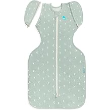 Love to Dream Swaddle Up Transition Bag Original, Arms Up Position, Light and Ultra Breathable Cotton - Sleep Bag - 1.0 TOG - 20-24C Ideal for Moderate Temps, Moon Olive, Small, 8-13lbs
