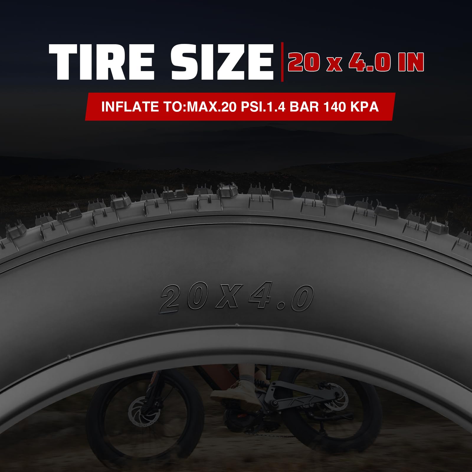 ZUKKA Pneu de vélo électrique 16/20" Heavy Duty 16/20 x 4,0 pliable Fat-Bike pour vélo électrique/VTT Snow Bike