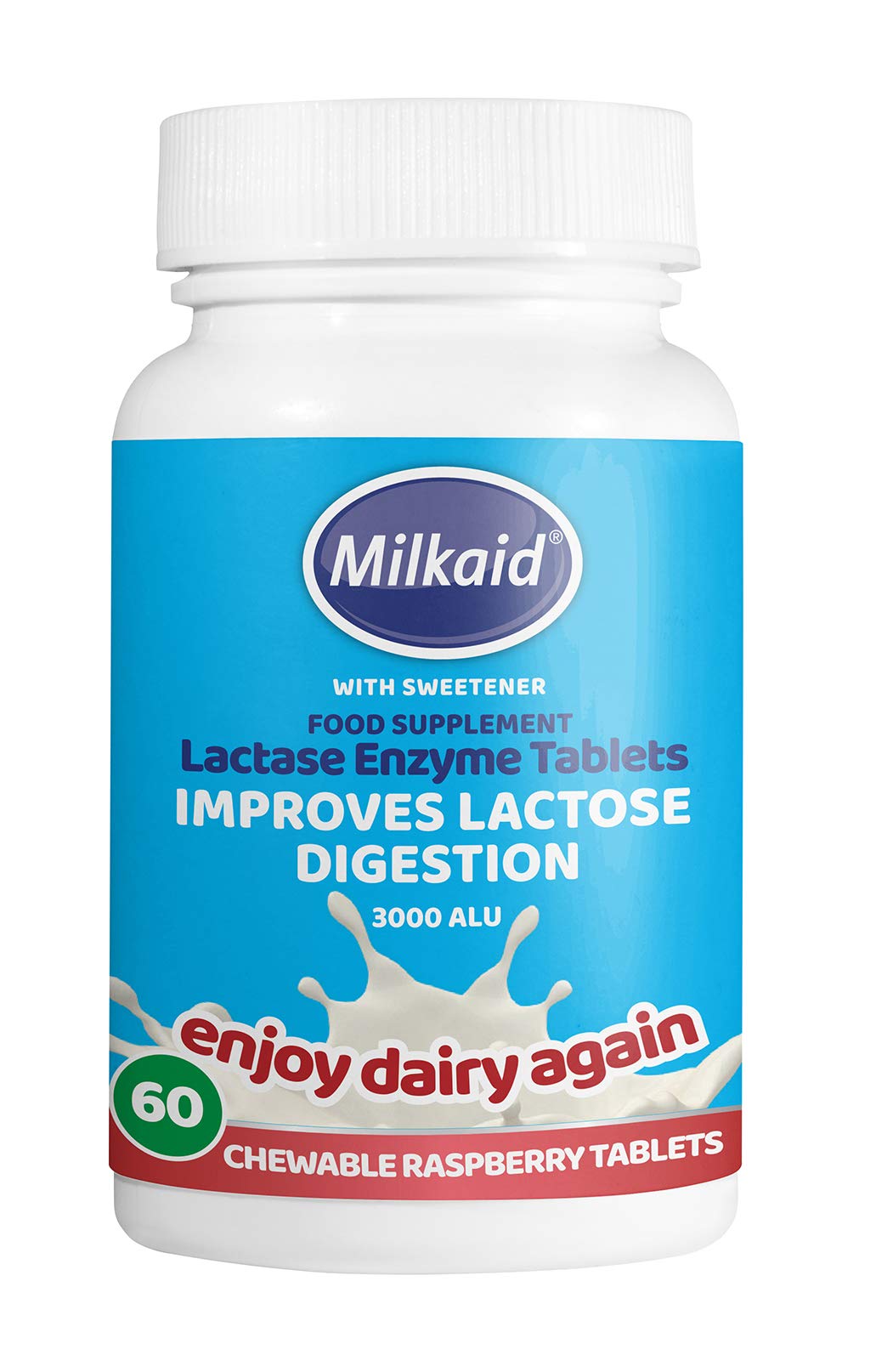 Milkaid Lactase Enzyme Chewable Tablets for Lactose Intolerance Relief