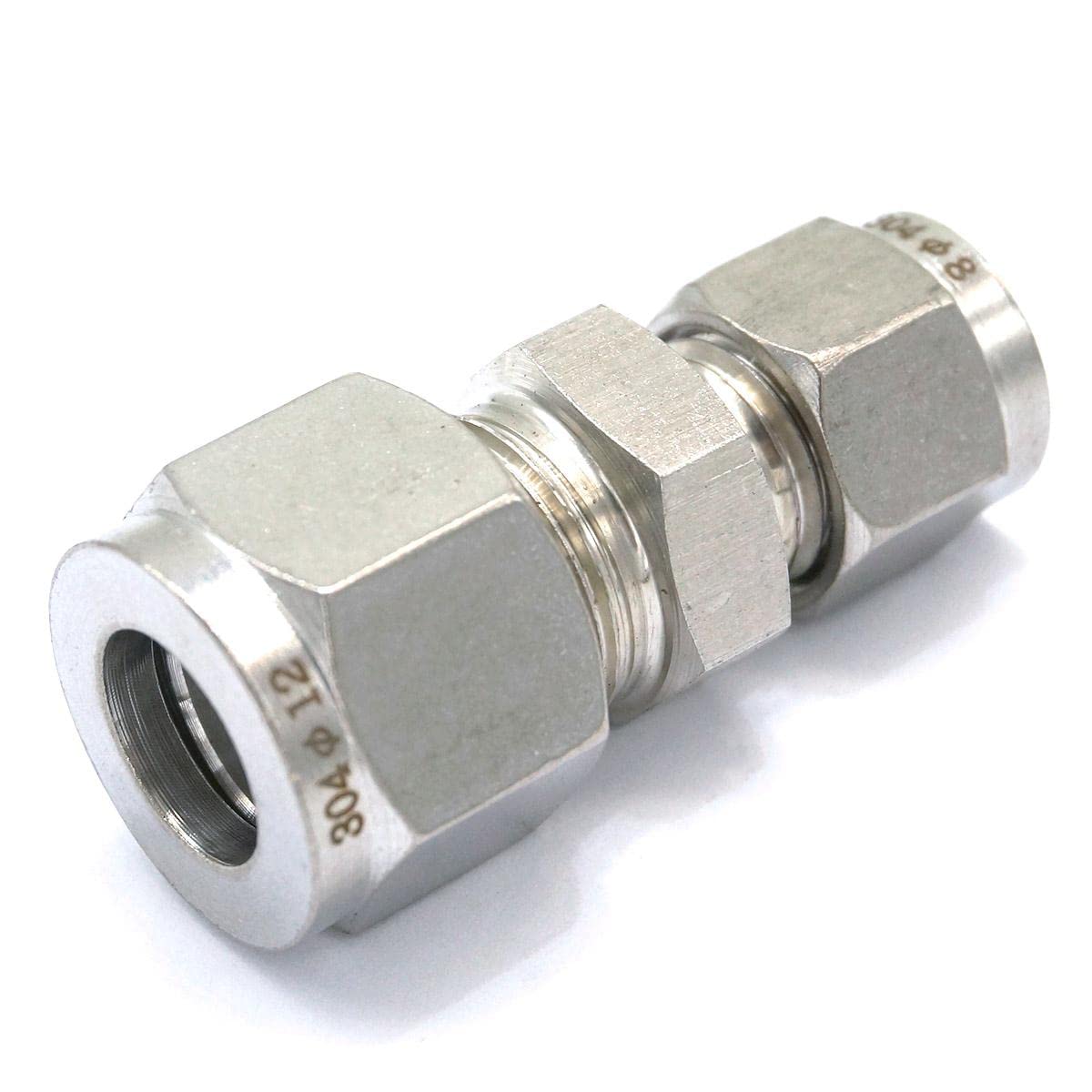 Fit Tube O/D 8mm to 12mm Reducer 304 Stainless Steel Sleeve Ferrule Pneumatic Connector Adapter