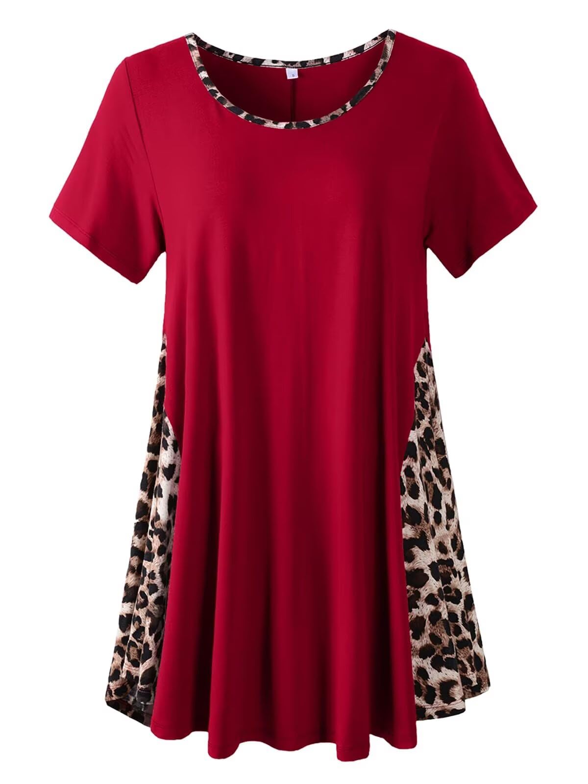 LARACE Womens Spring Summer Tops Plus Size Leopard Print Short Sleeve Tunic for Women 2025 Trendy Fashion Blouses