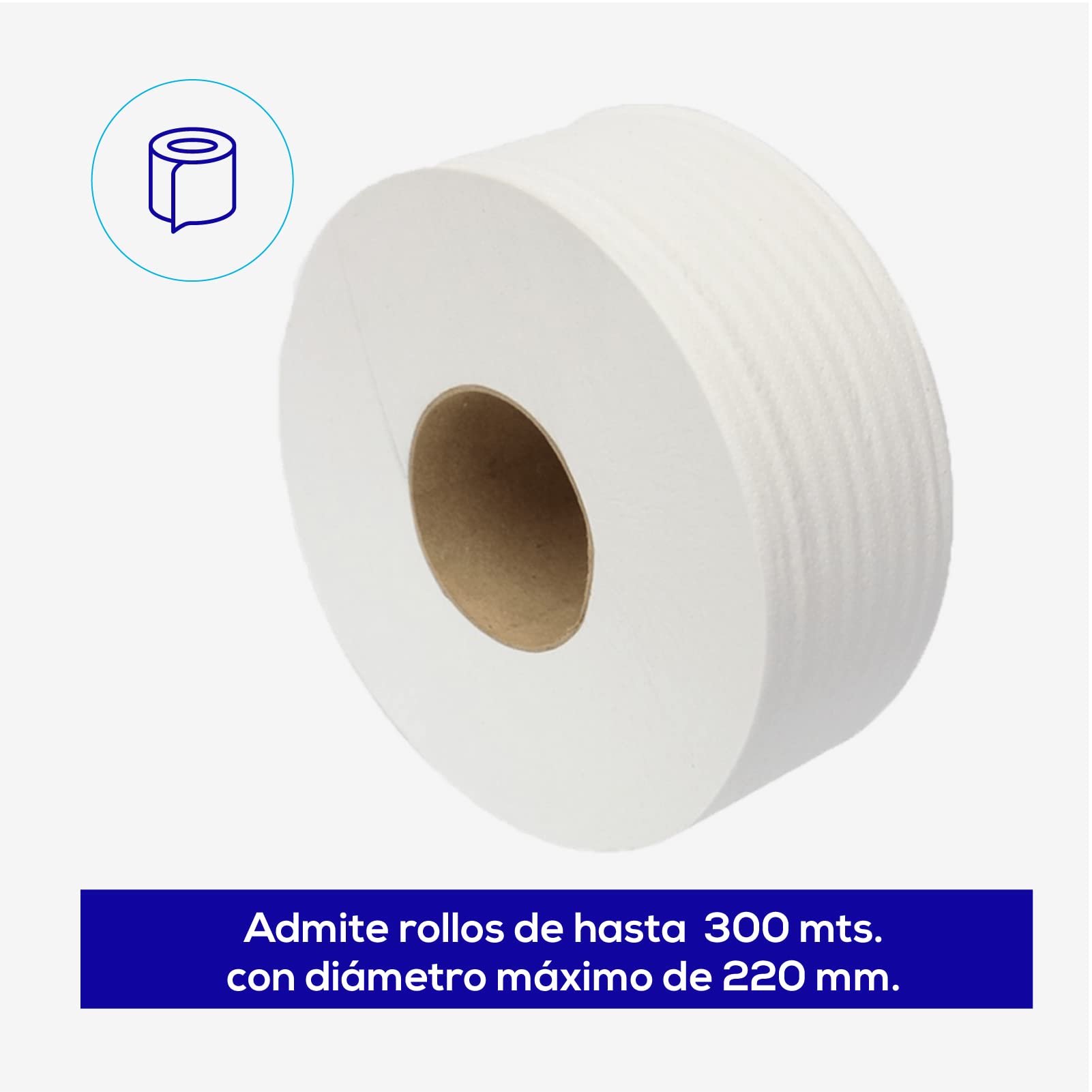 Jofel - Portarrollos de Papel Higiénico Industrial Mediano, Dispensador de Papel en Rollos 300m, 220mm Diámetro, Mandril 45mm, Ideal Baños Públicos, ABS , AE57600-MT Negro Mate