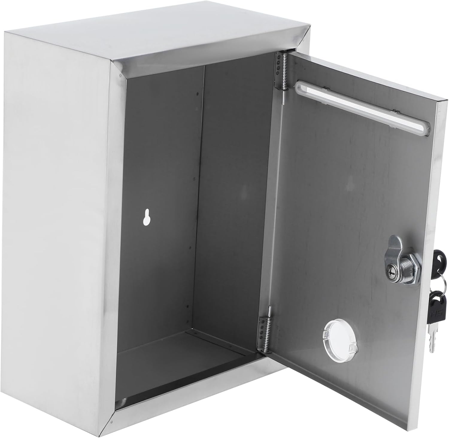 NUOBESTY Stainless Steel Hanging Wall Mailbox with Lock Capacity Outdoor Suggestion Box for Letters Complaints Donations Secure Wall Mount Letter Deposit for Home and Business