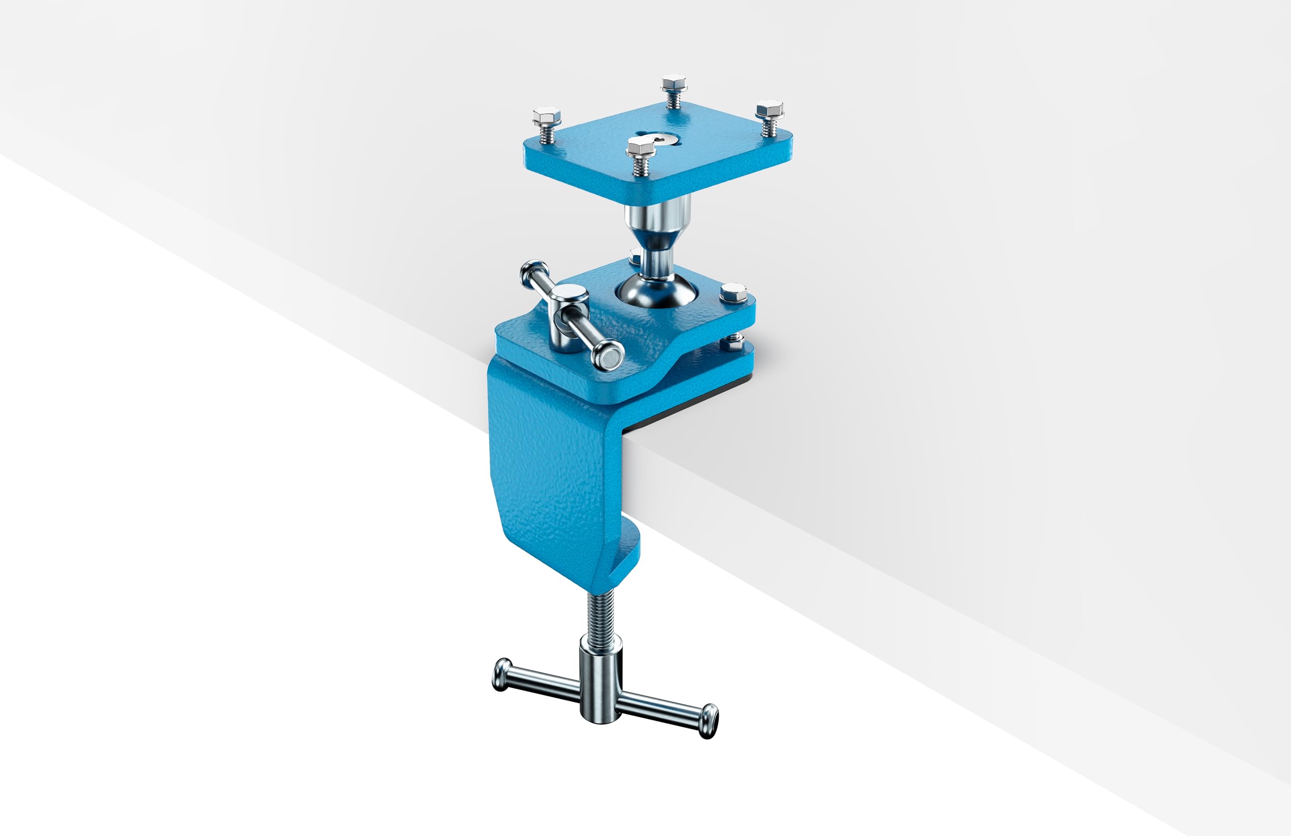 HEUER Abrazadera de bola – para tornillo de banco 100 mm/Compact 120 (dimensiones 12 x 8 x 28 cm, peso 2,8 kg, acero recubierto de polvo, azul) 119110