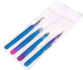 AAProTools Professional Tweezer Pack- 4 Tweezers Set- Ingrown Hair Remover Treatment. Premium Eyebrow Shaper. (Sky Blue & Pink) Color Tweezers With Pouch