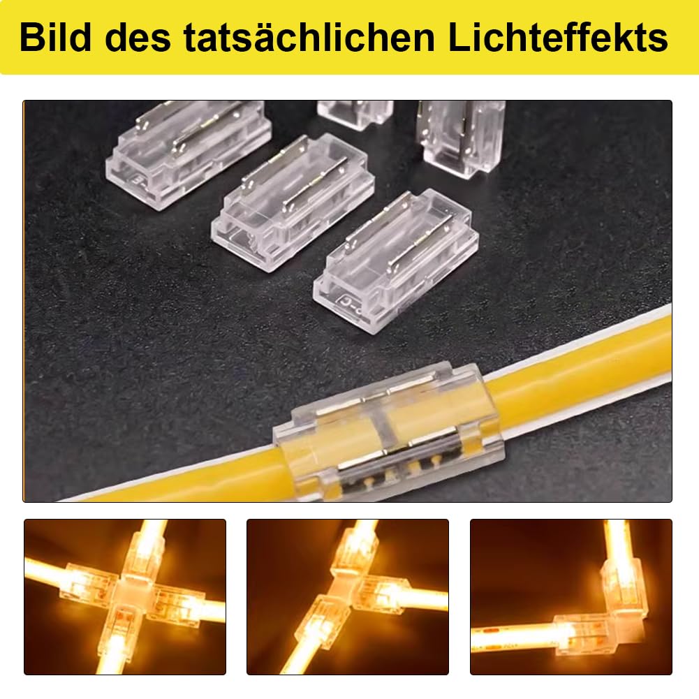 Silkwish 20pcs 2 Pin LED Strip Light Connectors 10mm LED/COB Connector Solderless - Image 2