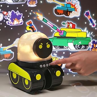 Coverzone Bluetooth Hoparlörlü Robot Araba Gece Lambası Projeksiyon | USB Şarjlı Yıldızlı Gökyüzü Projektör, Çocuk Odası Işık Efekti, Renk Değiştiren Uzay Temalı Gece Işığı | WH-E03 [Enerji Sınıfı A+]
