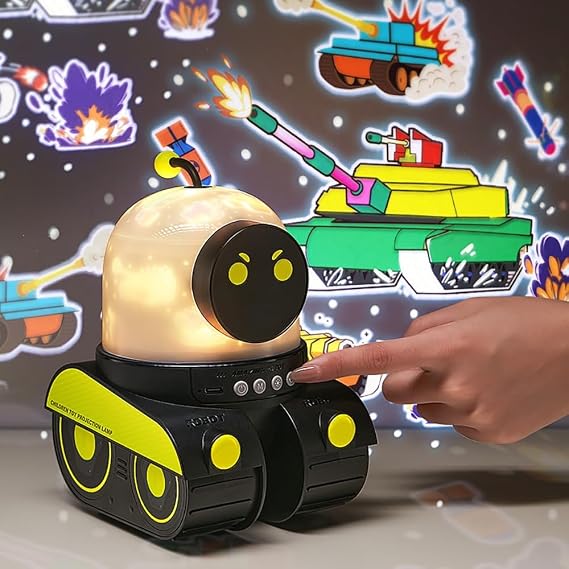 Coverzone Bluetooth Hoparlörlü Robot Araba Gece Lambası Projeksiyon | USB Şarjlı Yıldızlı Gökyüzü Projektör, Çocuk Odası Işık Efekti, Renk Değiştiren Uzay Temalı Gece Işığı | WH-E03 [Enerji Sınıfı A+]