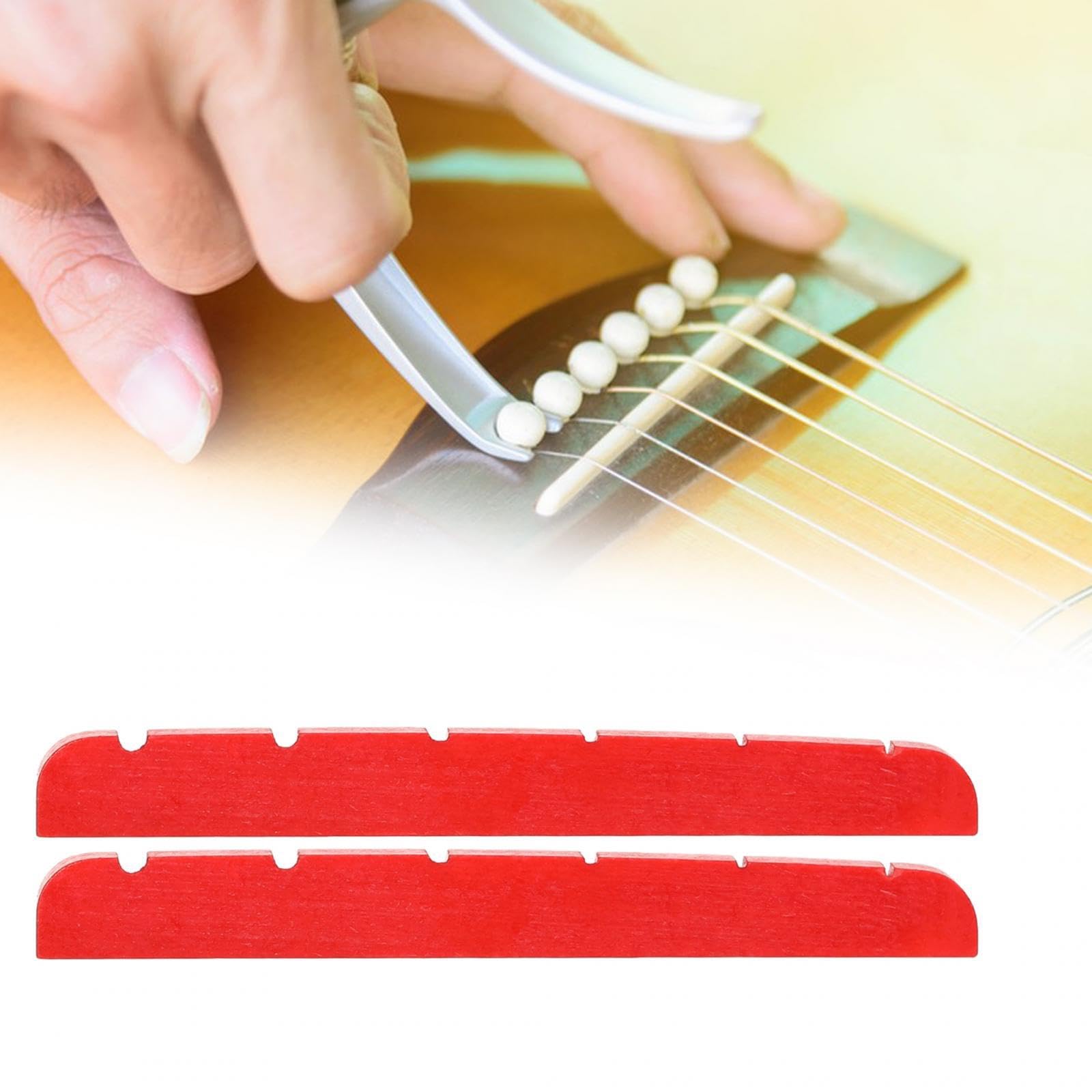 2x Electric Guitar Nut, Artificial Bone 6 Strings Guitar Nut for Guitar Replacement Parts Accessories, Red