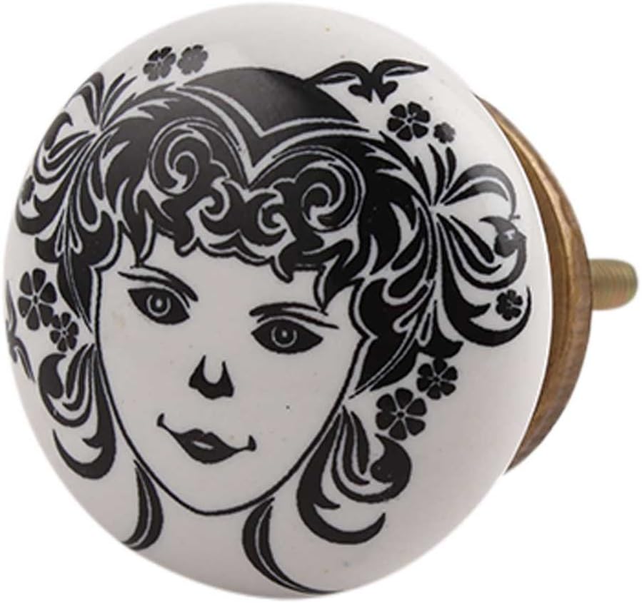 Indian Shelf Pack of 18 White Flat Girl Ceramic Unique Drawer Handles Cabinet Pulls Dresser Knobs Stylish Hardware